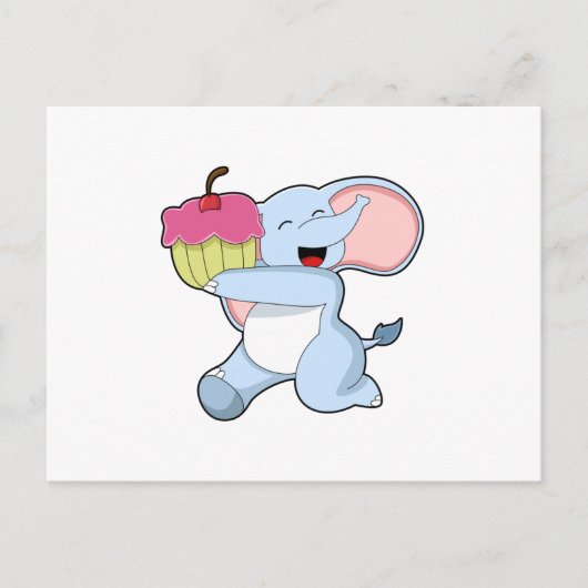Carte Postale Eléphant au gâteau (Devant)