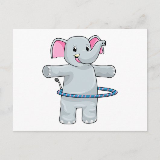 Carte Postale Éléphant au sport avec pneus de fitness (Devant)