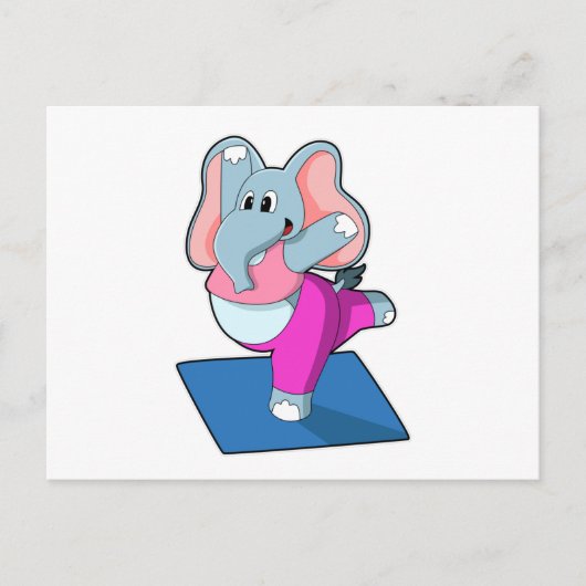 Carte Postale Éléphant au yoga exercices d'étirement en position (Devant)