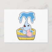 Carte Postale Eléphant avec baignoire remplie d'eau (Devant)