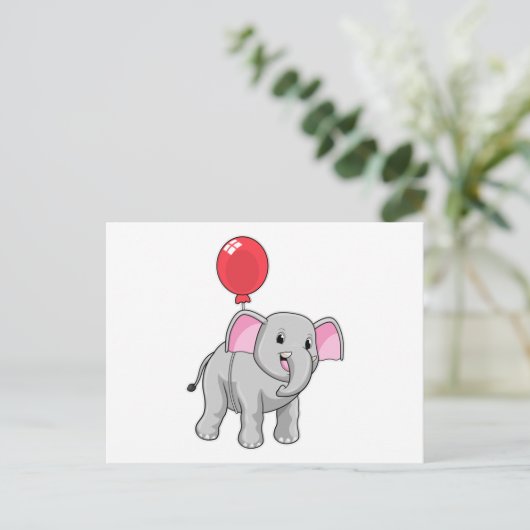 Carte Postale Éléphant avec ballon (Debout devant)