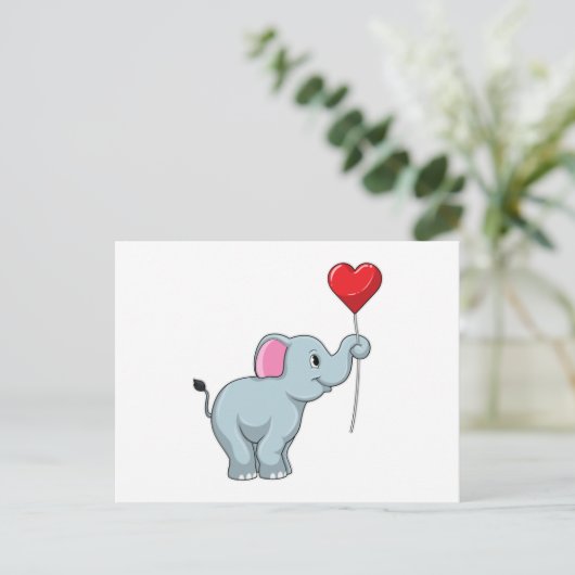 Carte Postale Eléphant avec ballon cardiaque (Debout devant)