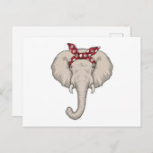 Carte Postale Éléphant avec bandana (Devant / Derrière)