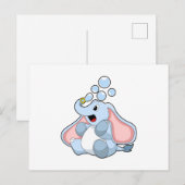 Carte Postale Éléphant avec bulles d'eau (Devant / Derrière)