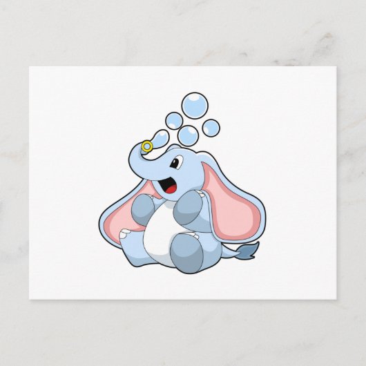 Carte Postale Éléphant avec bulles d'eau (Devant)
