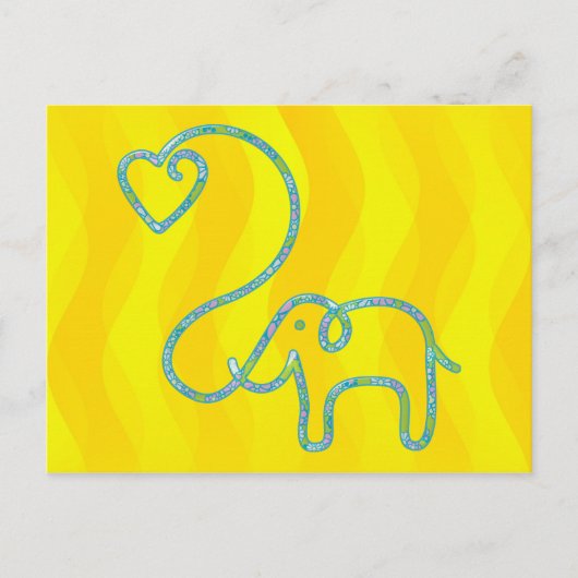 Carte Postale ÉLÉPHANT avec coeur (Devant)