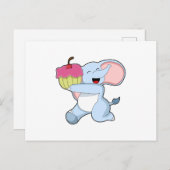 Carte Postale Éléphant avec gâteau (Devant / Derrière)