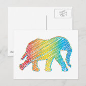 Carte Postale Eléphant avec lignes (Devant / Derrière)