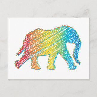 Carte Postale Eléphant avec lignes
