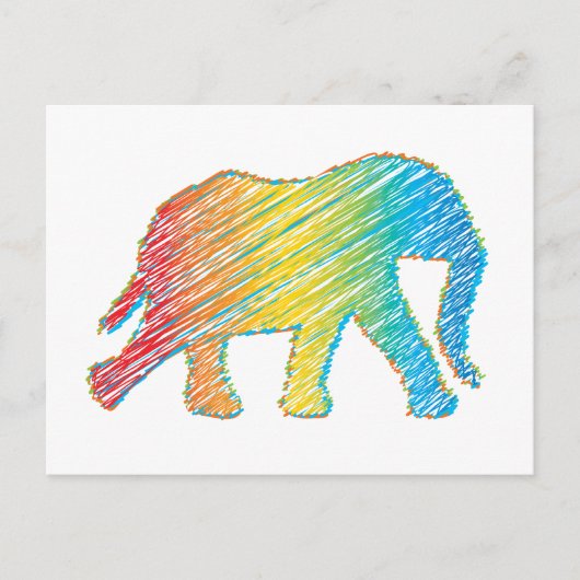 Carte Postale Eléphant avec lignes (Devant)