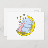 Carte Postale Eléphant avec lune et étoiles (Devant / Derrière)