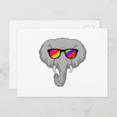 Carte Postale Eléphant avec lunettes de soleil (Devant / Derrière)