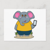 Carte Postale Éléphant avec Mobile (Devant)