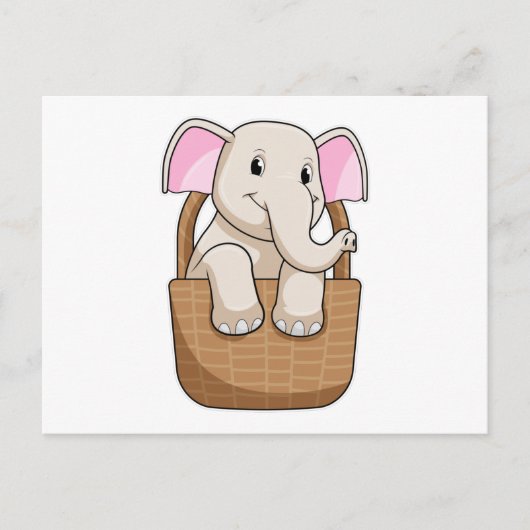 Carte Postale Éléphant avec panier (Devant)