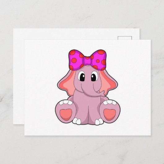 Carte Postale Éléphant avec ruban (Devant / Derrière)