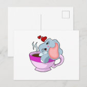 Carte Postale Éléphant avec tasse à café (Devant / Derrière)