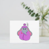Carte Postale Éléphant avec thermomètre à fièvre (Debout devant)