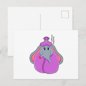 Carte Postale Éléphant avec thermomètre à fièvre (Devant / Derrière)
