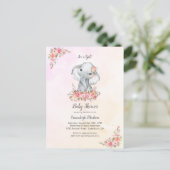 Carte Postale Elephant Baby shower Boho Chic Coral Aquarelle (Debout devant)
