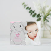 Carte Postale Elephant Baby shower rose Safari fille (Debout devant)