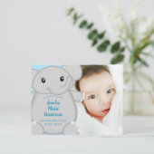 Carte Postale Elephant Baby shower Safari Blue Boy (Debout devant)