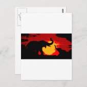 Carte Postale Eléphant, bébé éléphant et coucher de soleil (Devant / Derrière)