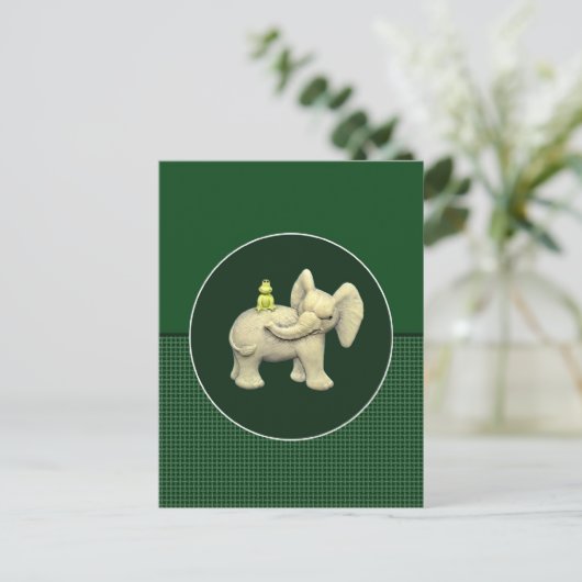 Carte Postale Eléphant bébé et grenouille (Debout devant)