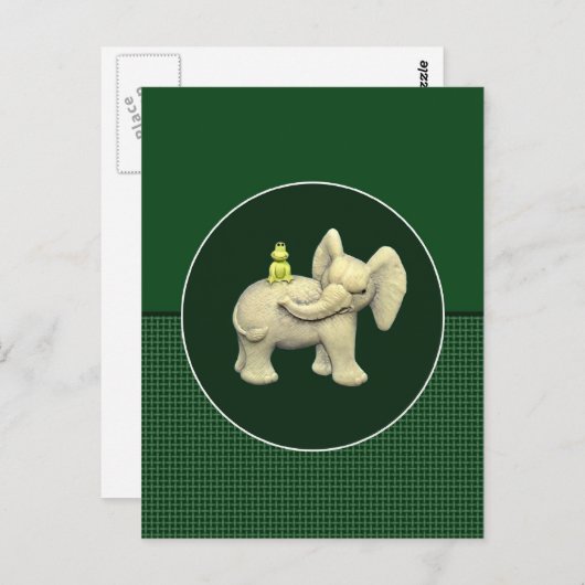 Carte Postale Eléphant bébé et grenouille (Devant / Derrière)