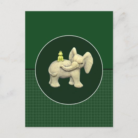 Carte Postale Eléphant bébé et grenouille (Devant)