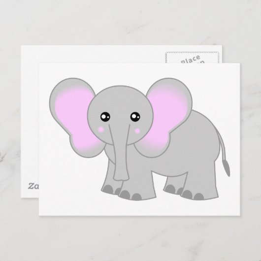 Carte Postale Eléphant Bébé mignon (Devant / Derrière)