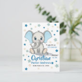 Carte Postale Eléphant Bébé mignon avec oreilles bleues Boy Stat (Debout devant)