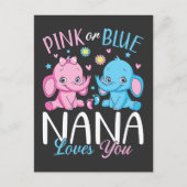 Carte Postale Éléphant bébé Nana t'aime rose ou bleu (Devant)