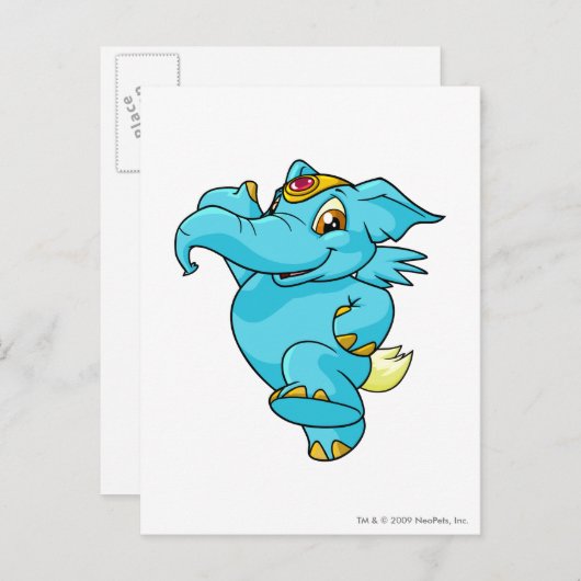 Carte Postale Éléphant Bleu (Devant / Derrière)