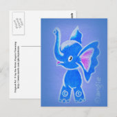 Carte Postale Éléphant Bleu Mignon (Devant / Derrière)