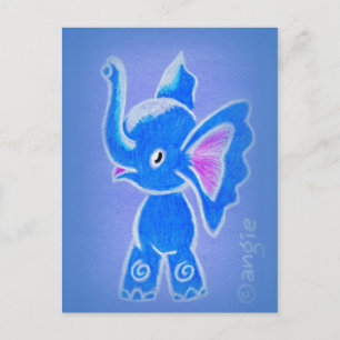 Carte Postale Éléphant Bleu Mignon