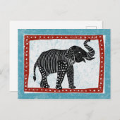 Carte postale Elephant bleu rouge noir blanc (Devant / Derrière)