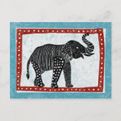 Carte postale Elephant bleu rouge noir blanc (Devant)