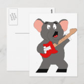 Carte Postale Eléphant Cartoon Avec Guitare (Devant / Derrière)