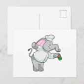 Carte Postale Éléphant chef avec saupoudroir (Devant / Derrière)