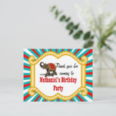 Carte Postale Elephant Circus Enfants Garçons Anniversaire Merci (Debout devant)