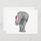 Carte Postale Éléphant coiffeur avec peigne (Devant / Derrière)