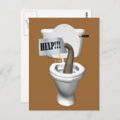 Carte Postale Eléphant Coincé Dans Les Toilettes (Devant / Derrière)