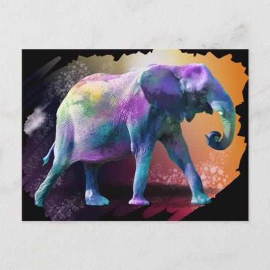 Carte Postale Eléphant coloré (Devant)