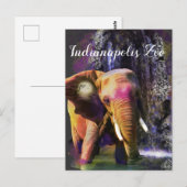 Carte Postale Éléphant Coloré Cascade (Devant / Derrière)