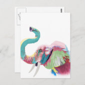 Carte Postale Eléphant coloré cool tendance (Devant / Derrière)