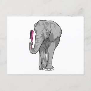 Carte Postale Elephant comme coiffeur avec peigne