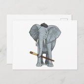 Carte Postale Eléphant comme peintre avec pinceau (Devant / Derrière)