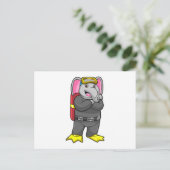 Carte Postale Elephant comme plongeur avec lunettes de plongée (Debout devant)