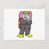 Carte Postale Elephant comme plongeur avec lunettes de plongée (Devant)