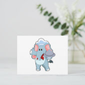 Carte Postale Elephant comme serveur avec Plattre (Debout devant)